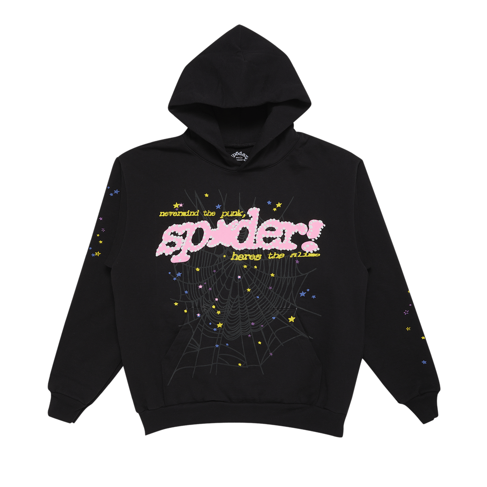 Spider hoodie black and pink